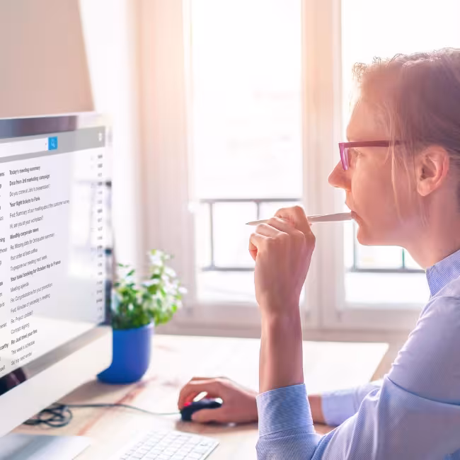 Business woman checking her email