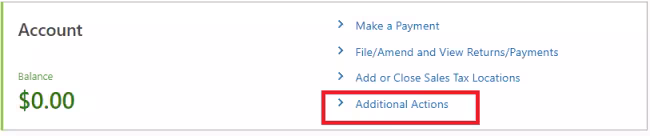 Additional Actions highlighted with a box around it