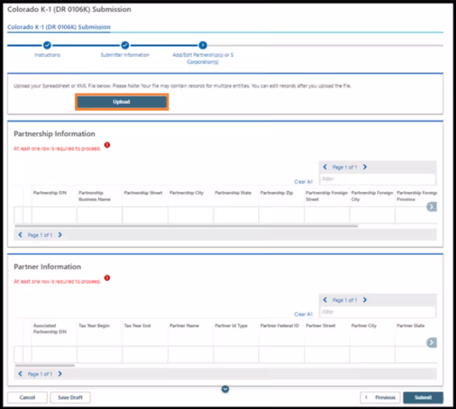 Screenshot of Step 4: Upload your spreadsheet of XML file