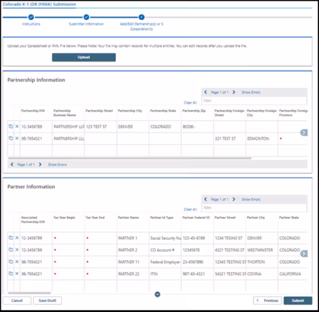 Screenshot of Step 4c: Upload spreadsheet or XML file