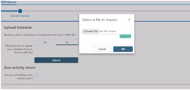 Upload pop up