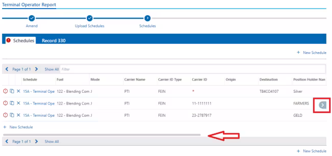 Scroll bar highlighted on a sample return
