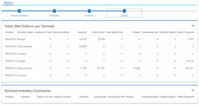 Summary screen of a sample return