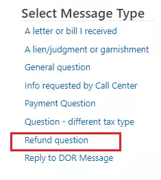 "Refund question" highlighted with a box