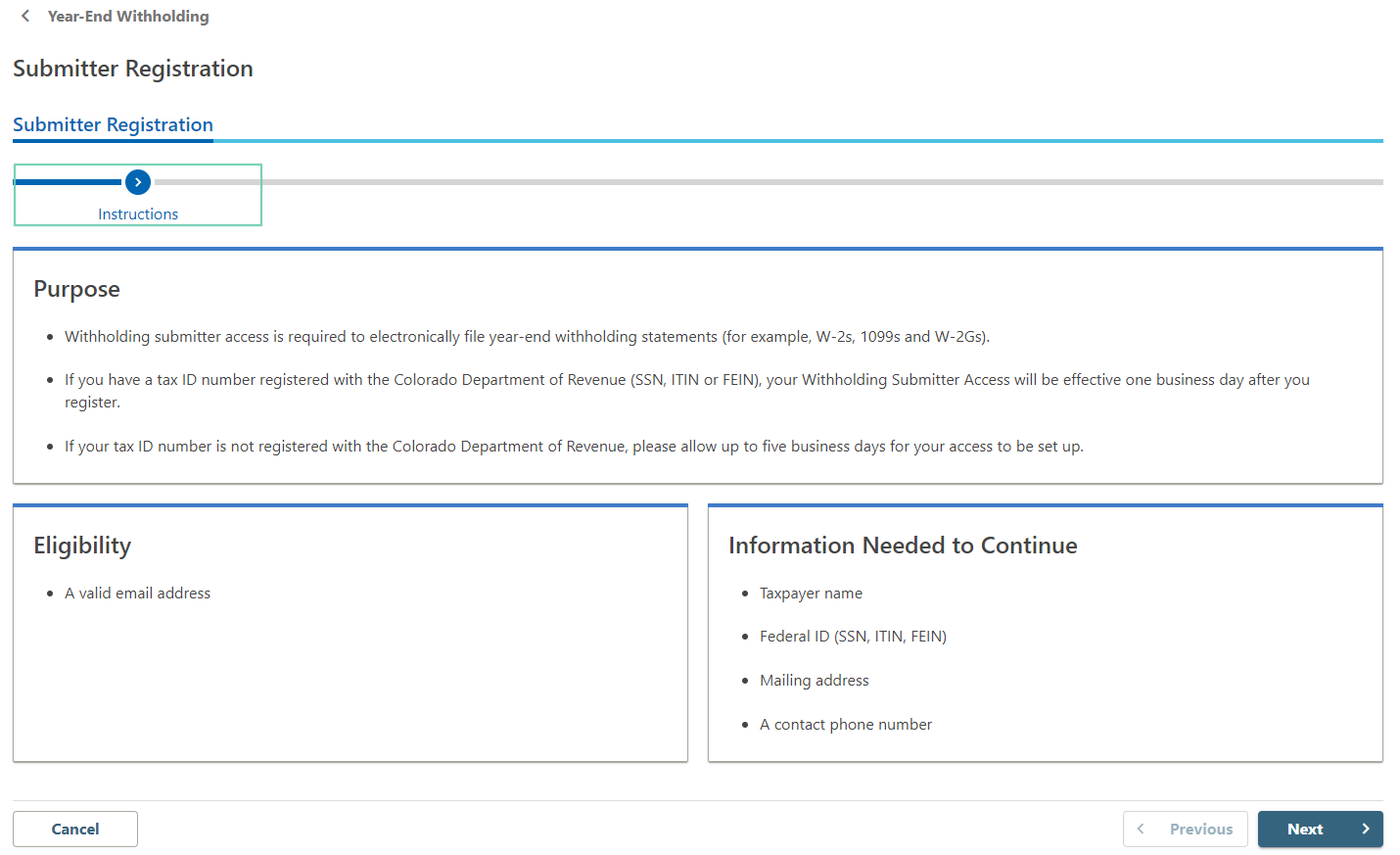 Screenshot of Request Submitter Access Instructions in Revenue Online