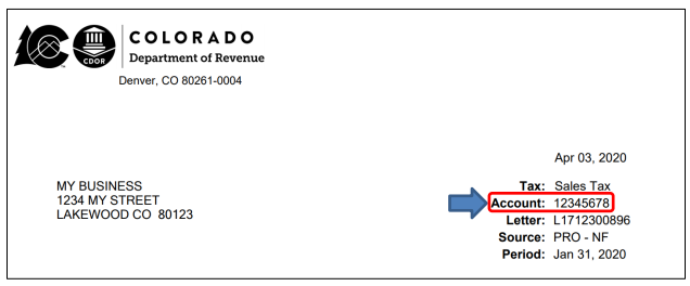 Example of Colorado Account Number